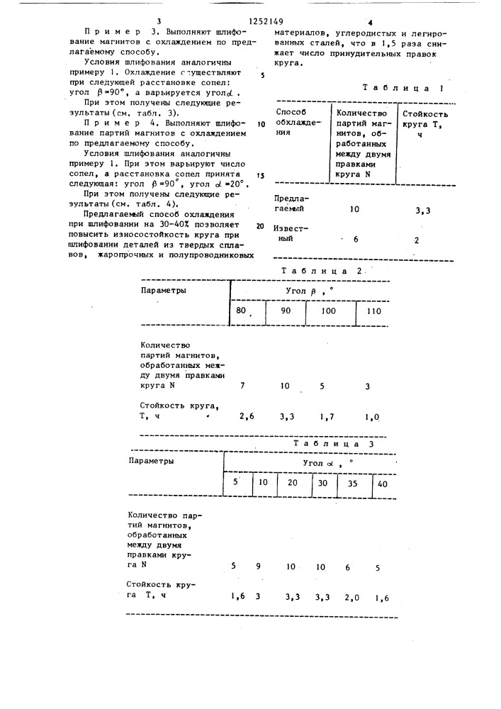 Способ охлаждения при шлифовании (патент 1252149)