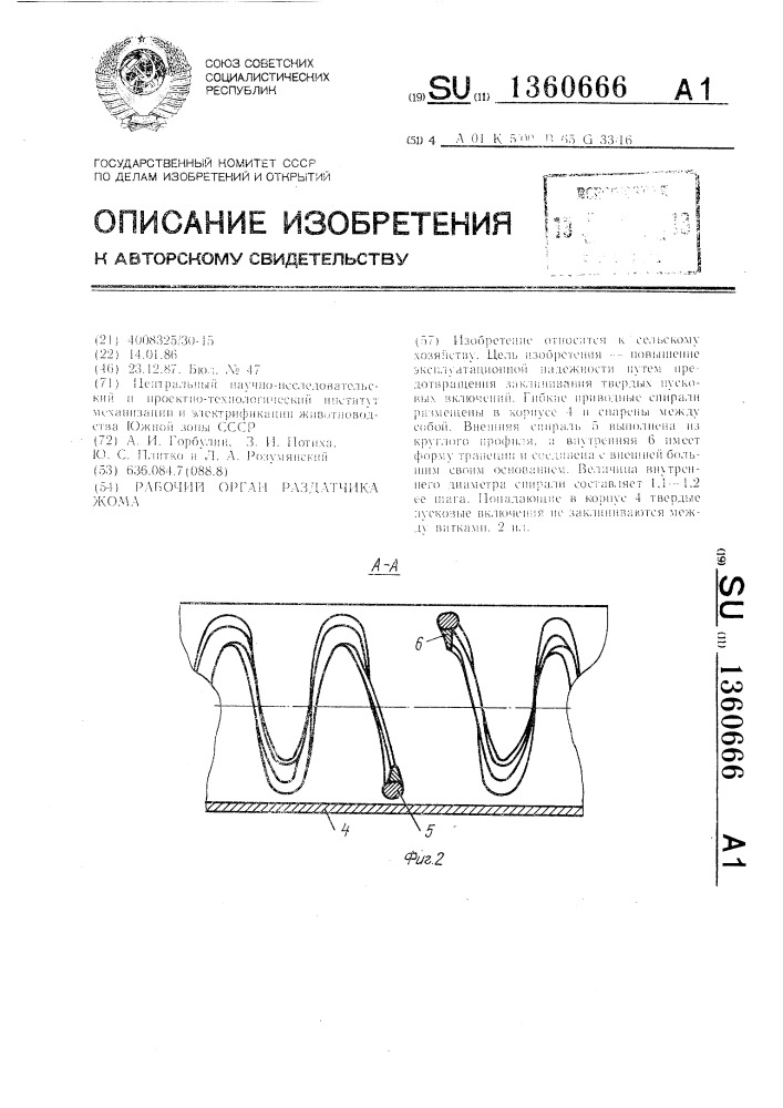 Рабочий орган раздатчика жома (патент 1360666)