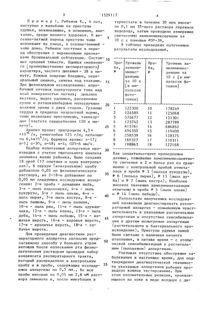 Способ диагностики респираторных аллергозов (патент 1529117)