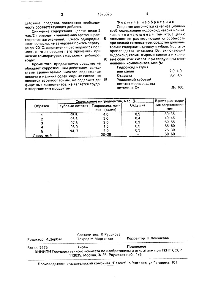 Средство для очистки канализационных труб (патент 1675325)