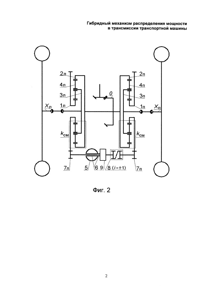 Гибридный механизм распределения мощности в трансмиссии транспортной машины (патент 2658486)
