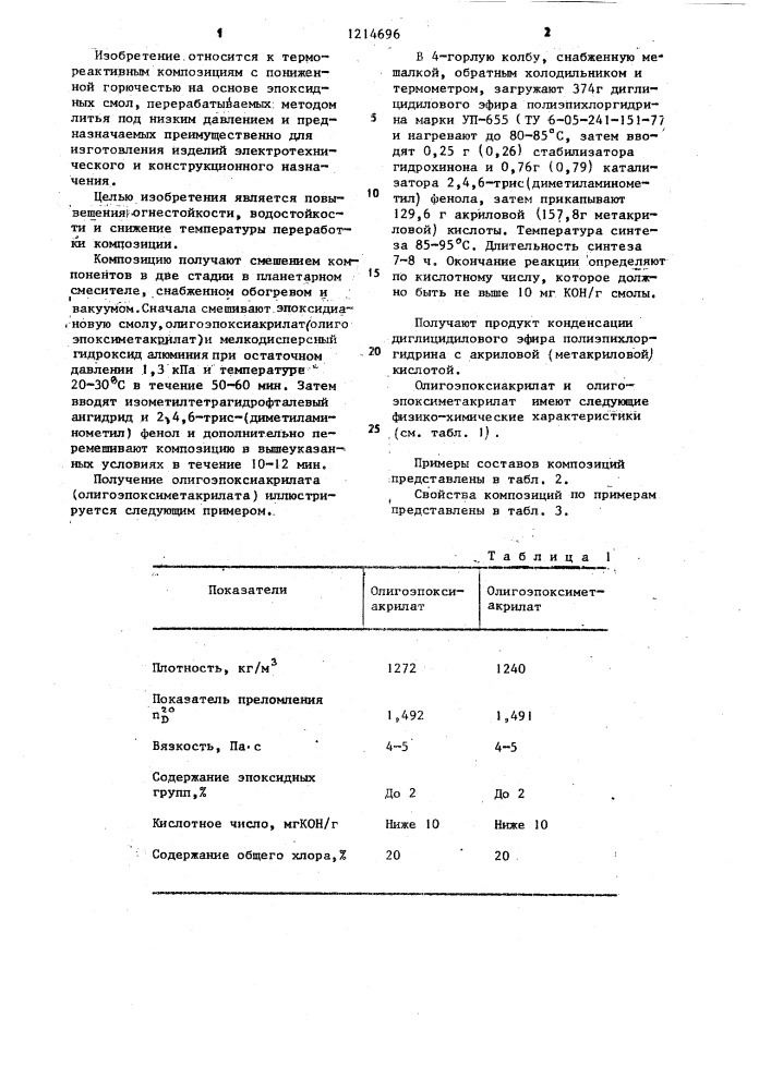 Композиция для литья под низким давлением (патент 1214696)