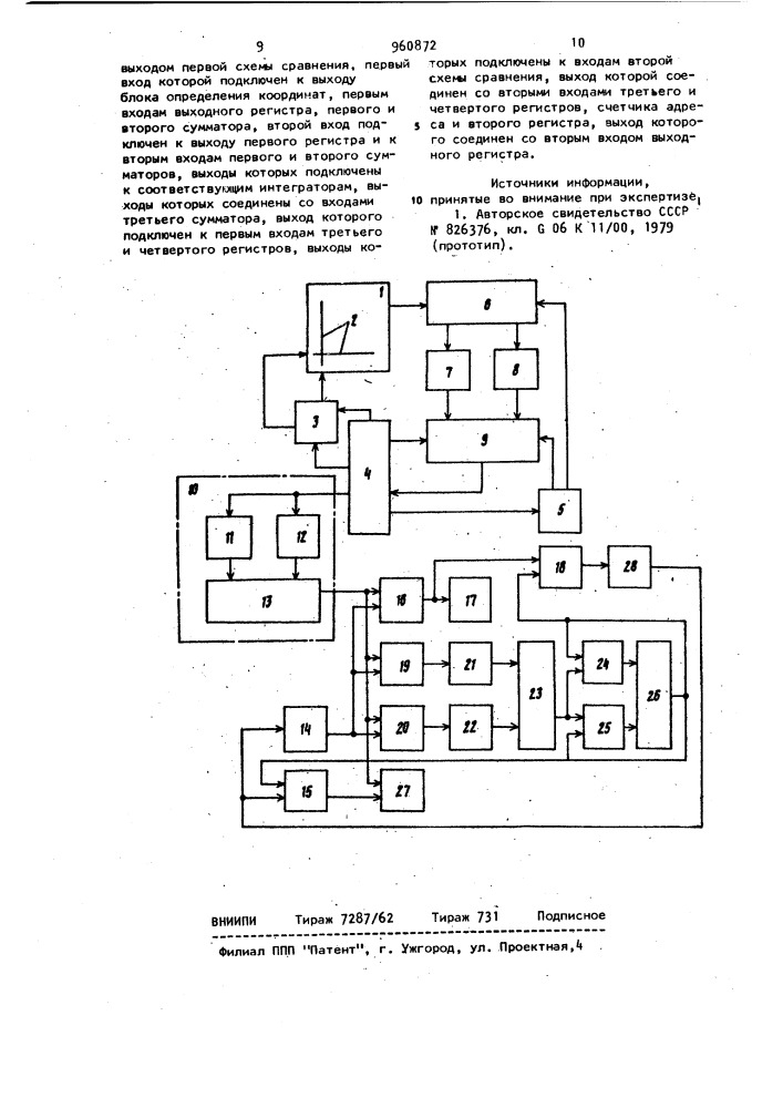 Устройство для считывания графической информации (патент 960872)