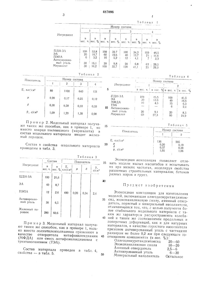Эпоксидная композиция (патент 487096)