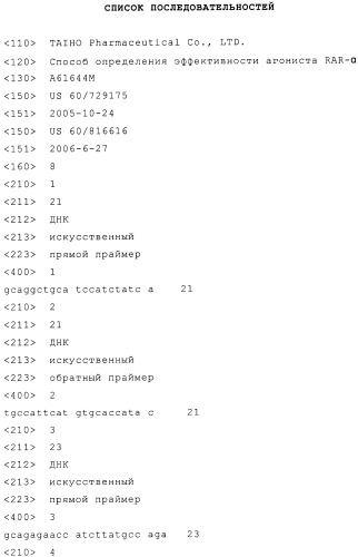Способ прогнозирования эффективности агониста rar-  (патент 2405447)