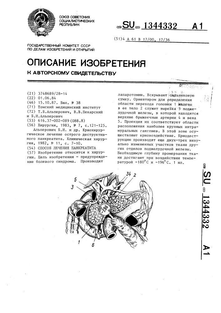 Способ лечения панкреатита (патент 1344332)