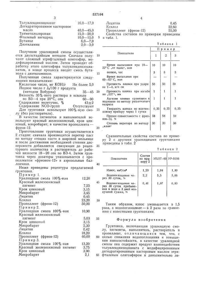 Грунтовка (патент 537104)