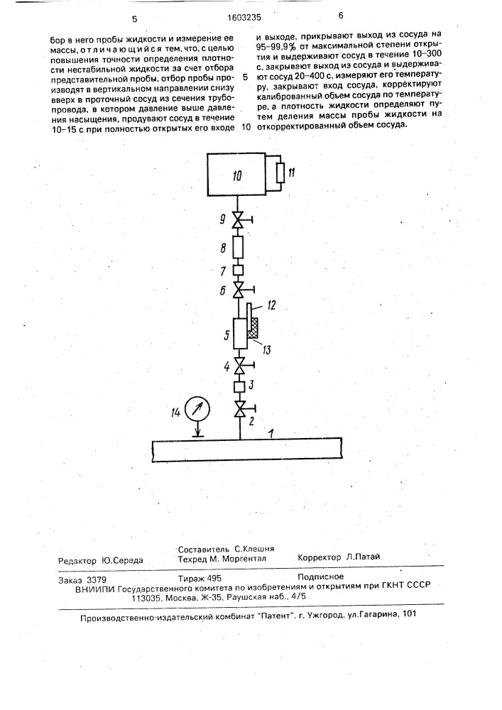 Способ определения плотности жидкостей (патент 1603235)