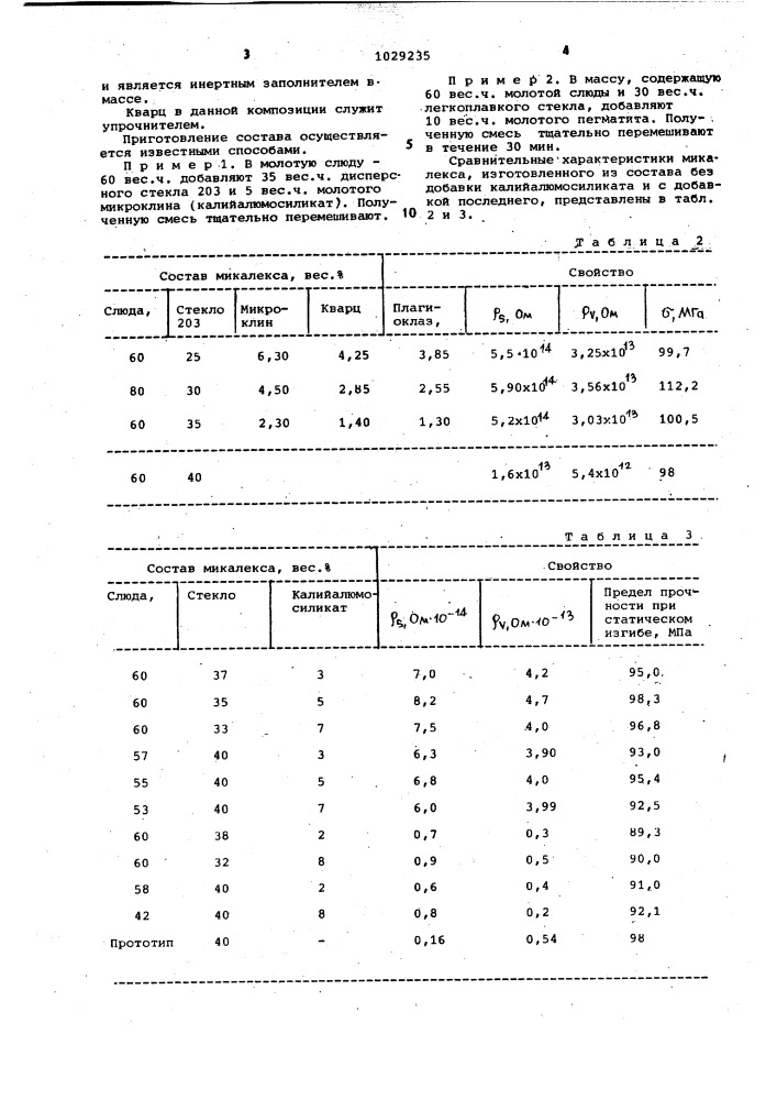 Состав для изготовления микалекса (патент 1029235)