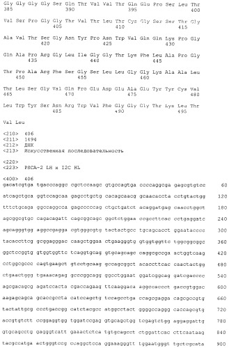 Pscaxcd3, cd19xcd3, c-metxcd3, эндосиалинxcd3, epcamxcd3, igf-1rxcd3 или fap-альфаxcd3 биспецифическое одноцепочечное антитело с межвидовой специфичностью (патент 2547600)