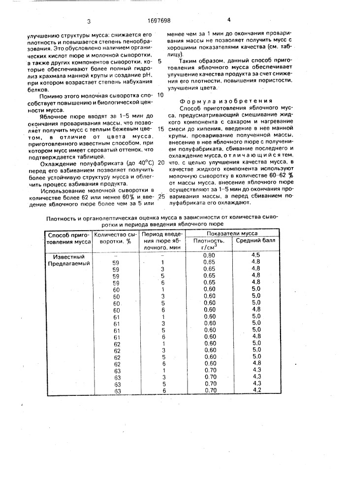 Способ приготовления яблочного мусса (патент 1697698)