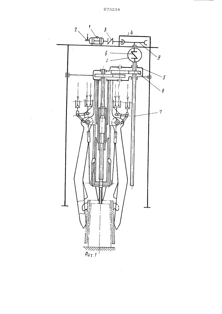 Привод механизма выталкивания стрипперного крана (патент 973234)