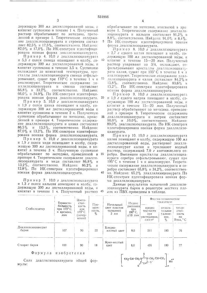 Соли диаллилизоцианурата как стабилизаторы поливинилхлорида (патент 531806)