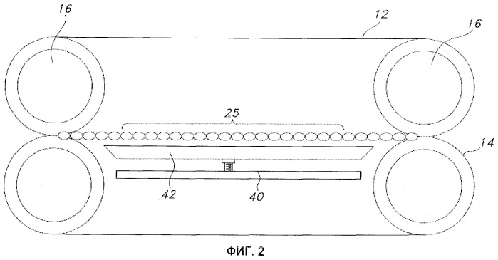Цепной резательный станок для непрерывной формовки порций жевательной резинки с центральным наполнением (патент 2405371)