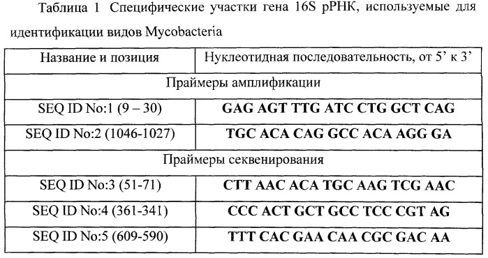 Способ идентификации микобактерий с помощью полимеразной цепной реакции (патент 2455364)