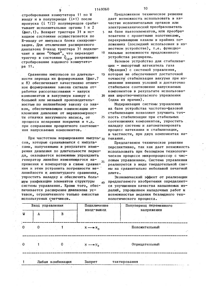 Устройство для стабилизации вакуума (патент 1149060)