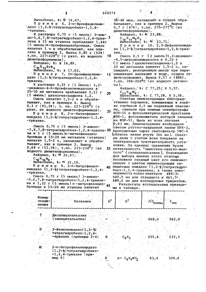 Производные имидазо (1,2- @ ) тетрагидробенз-1,2,4-триазина в качестве люминофоров (патент 668274)