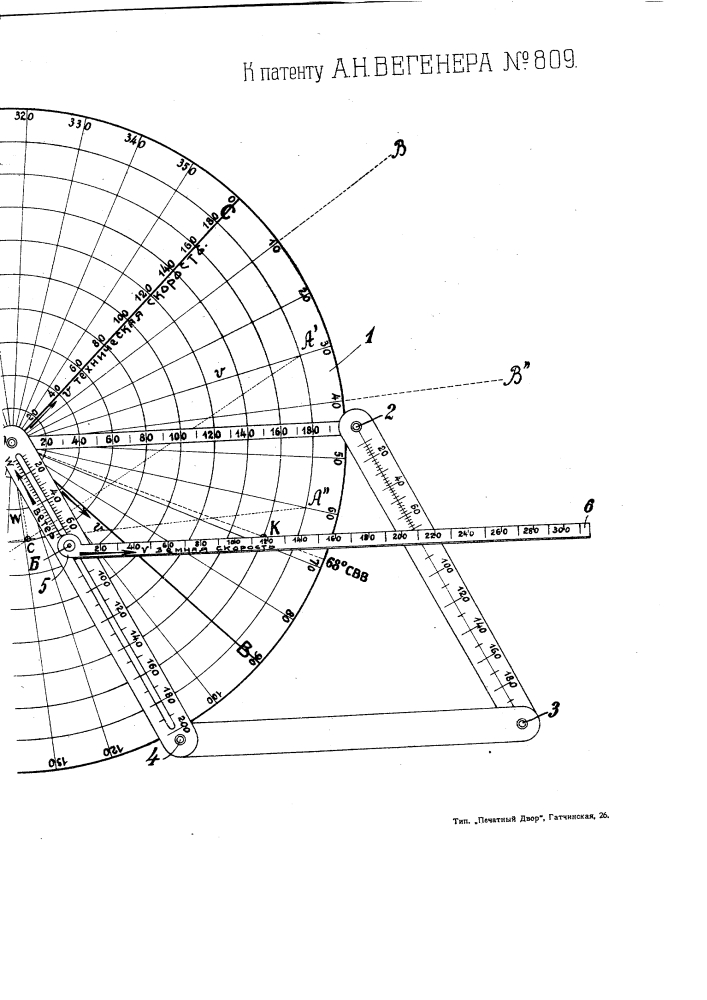 Прибор для определения скорости и направления ветра (патент 809)