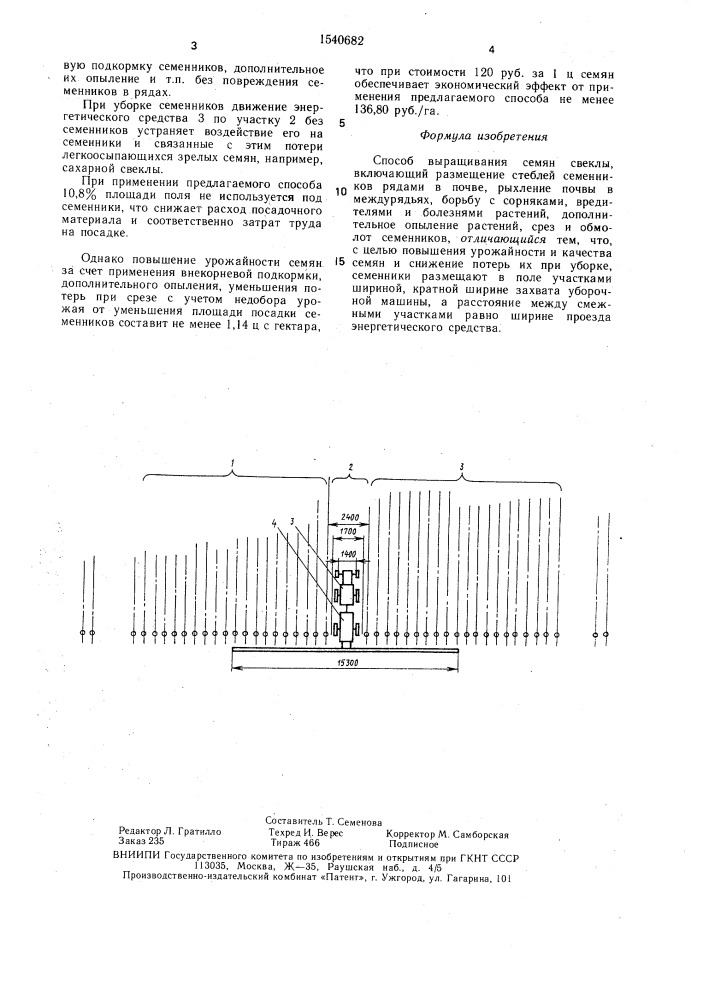 Способ выращивания семян свеклы (патент 1540682)