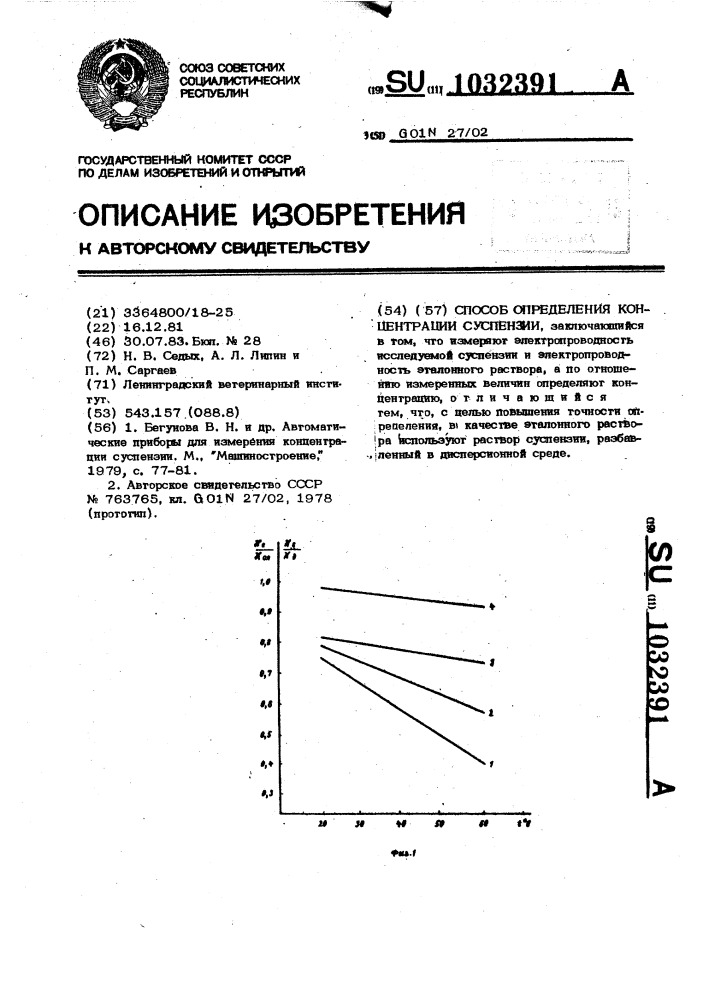 Способ определения концентрации суспензий (патент 1032391)