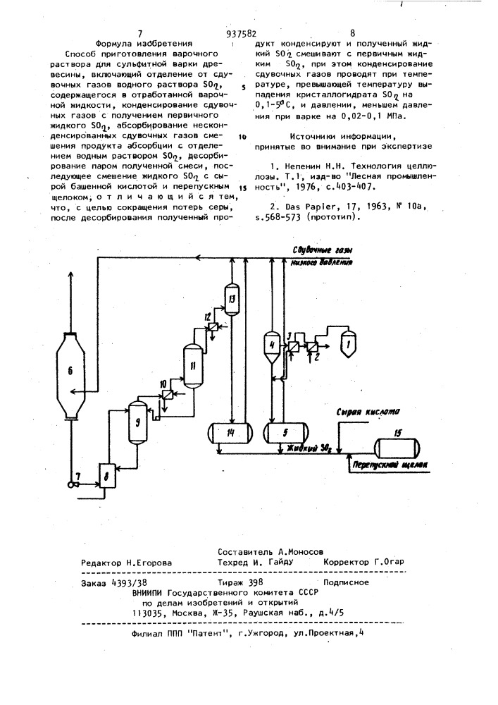 Способ приготовления варочного раствора для сульфитной варки древесины (патент 937582)