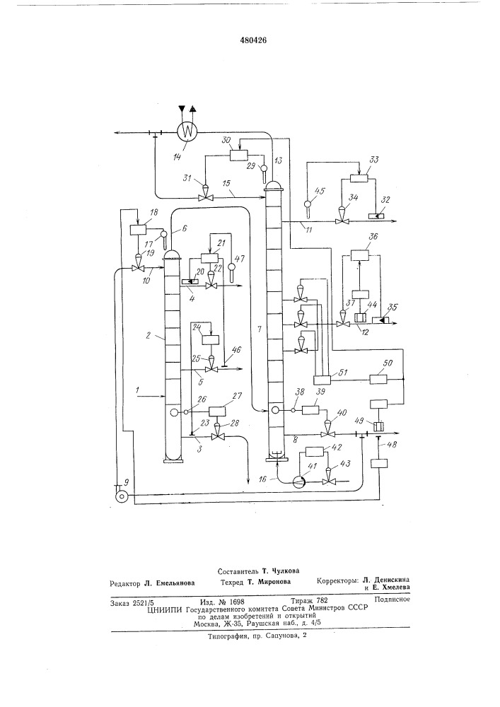 Способ автоматического управления работой ректификационных колонн (патент 480426)