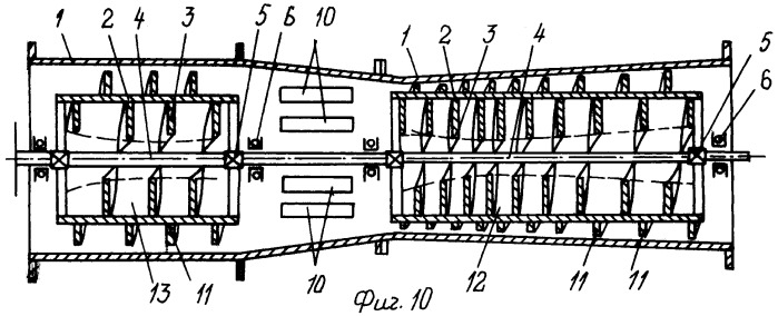 Авиационная осевая двухсторонняя турбомашина (варианты) (патент 2305192)