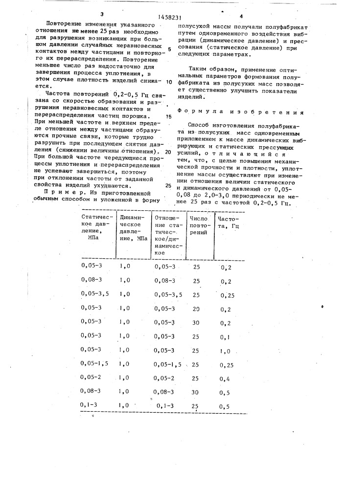 Способ изготовления полуфабриката из полусухих масс (патент 1458231)