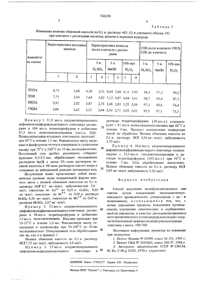 Способ получения полифункциональных анионитов (патент 536198)