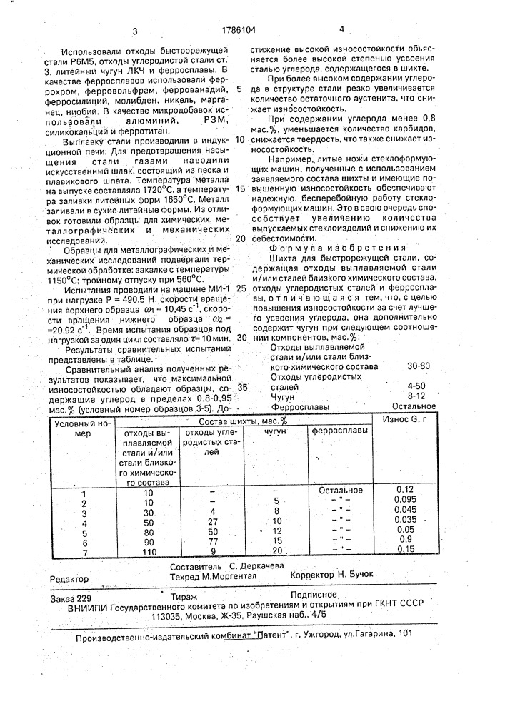 Шихта для быстрорежущей стали (патент 1786104)
