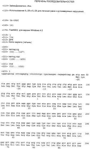 Применение il-28 и il-29 для лечения карциномы и аутоиммунных нарушений (патент 2389502)