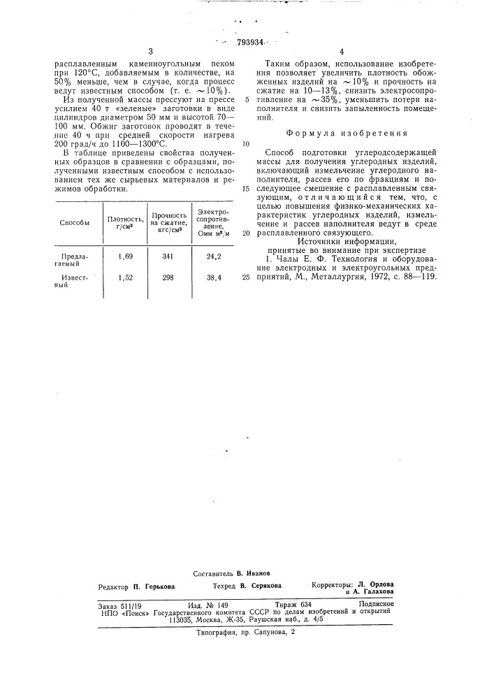 Способ подготовки углеродсодер-жащей массы (патент 793934)