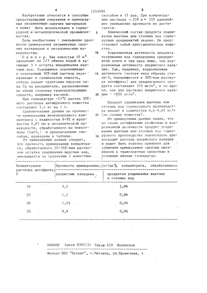 Способ снижения примерзания сыпучих материалов (патент 1203099)