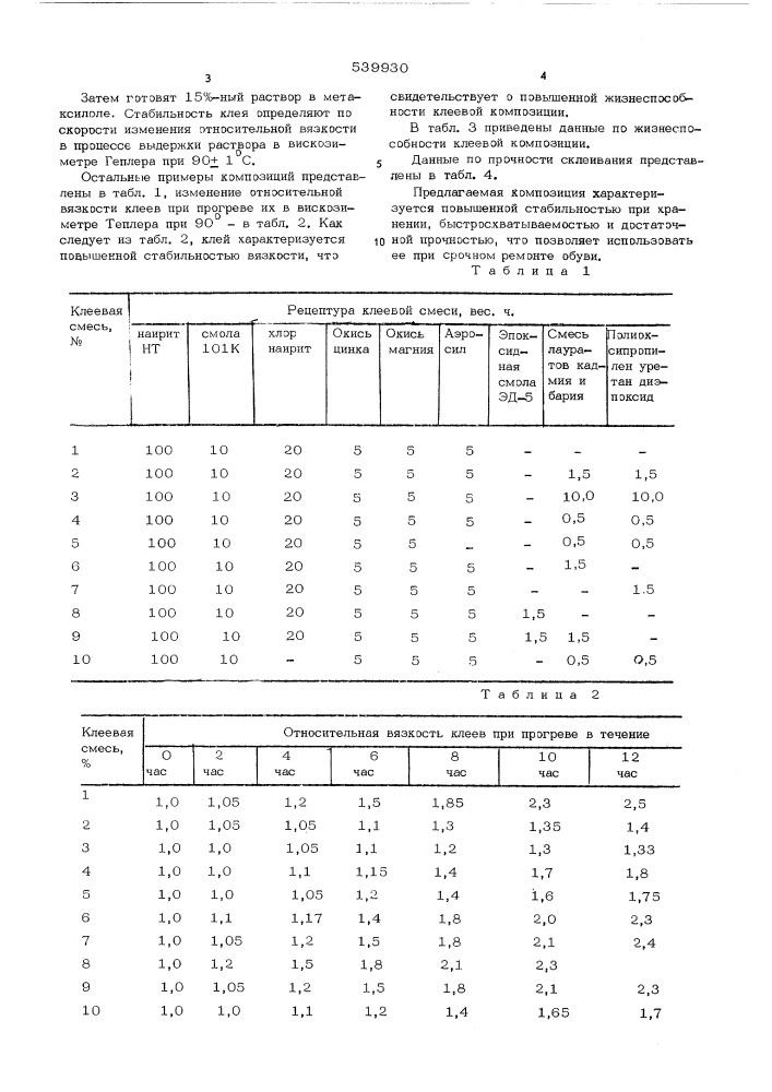 Клеевая композиция (патент 539930)