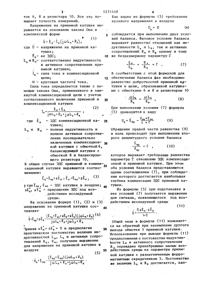 Зонд для измерения магнитной восприимчивости и удельной электропроводности (его варианты) (патент 1231448)