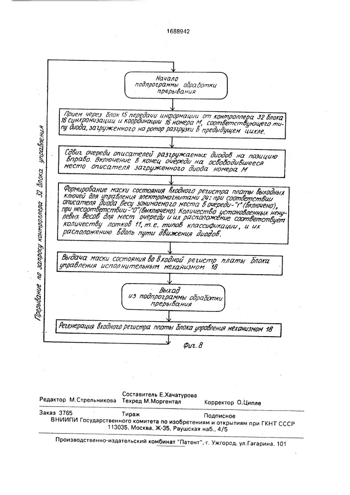 Автомат для контроля и сортировки диодов (патент 1688942)