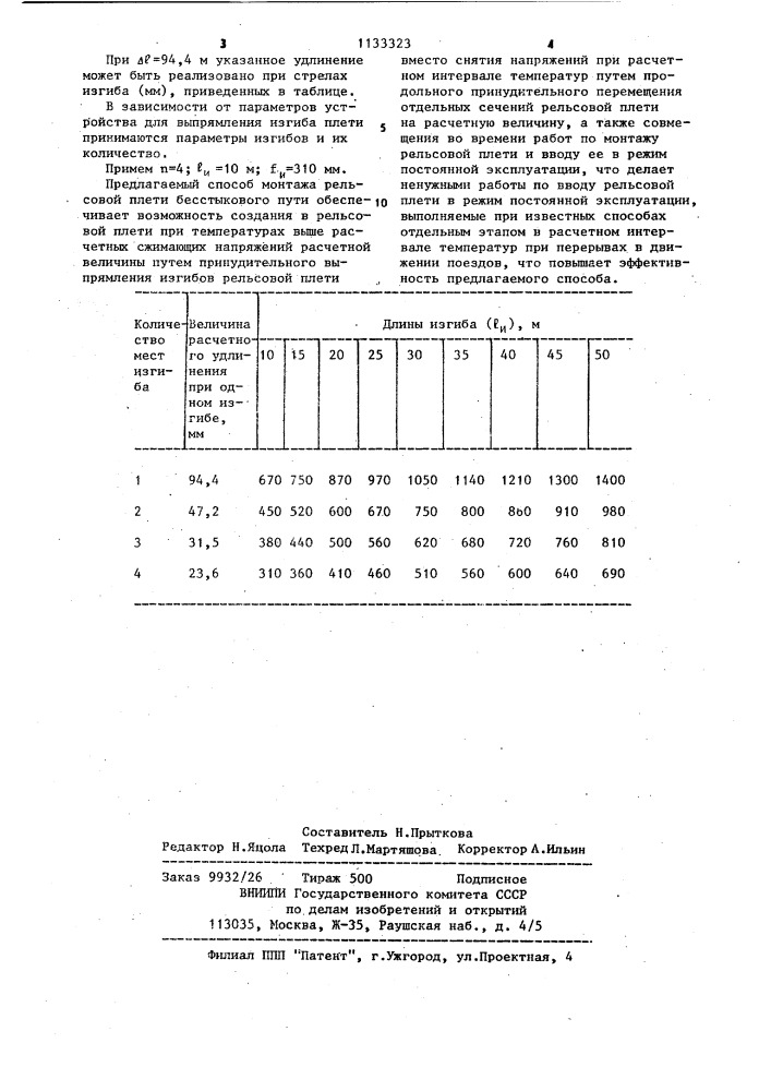 Способ монтажа рельсовой плети бесстыкового пути (патент 1133323)