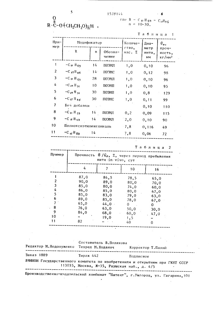 Способ получения модифицированного полигликолида для монофиламентных хирургических нитей (патент 1578144)