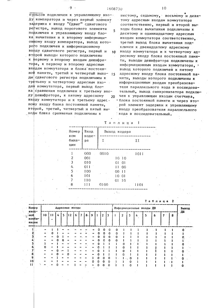 Устройство для исправления ошибок в волоконно-оптических цифровых системах передачи информации (патент 1608730)