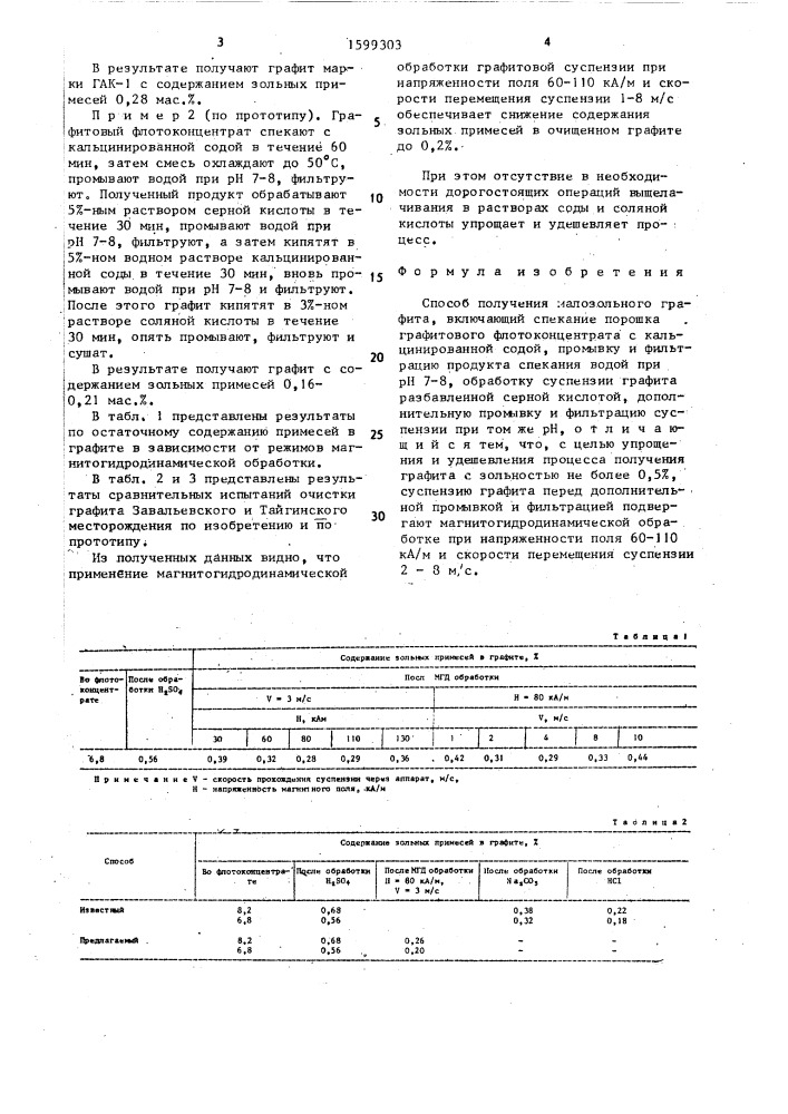 Способ получения малозольного графита (патент 1599303)