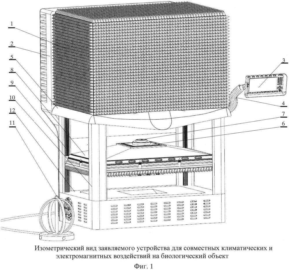Камера для совместных климатических и электромагнитных воздействий на биологический объект (патент 2627985)