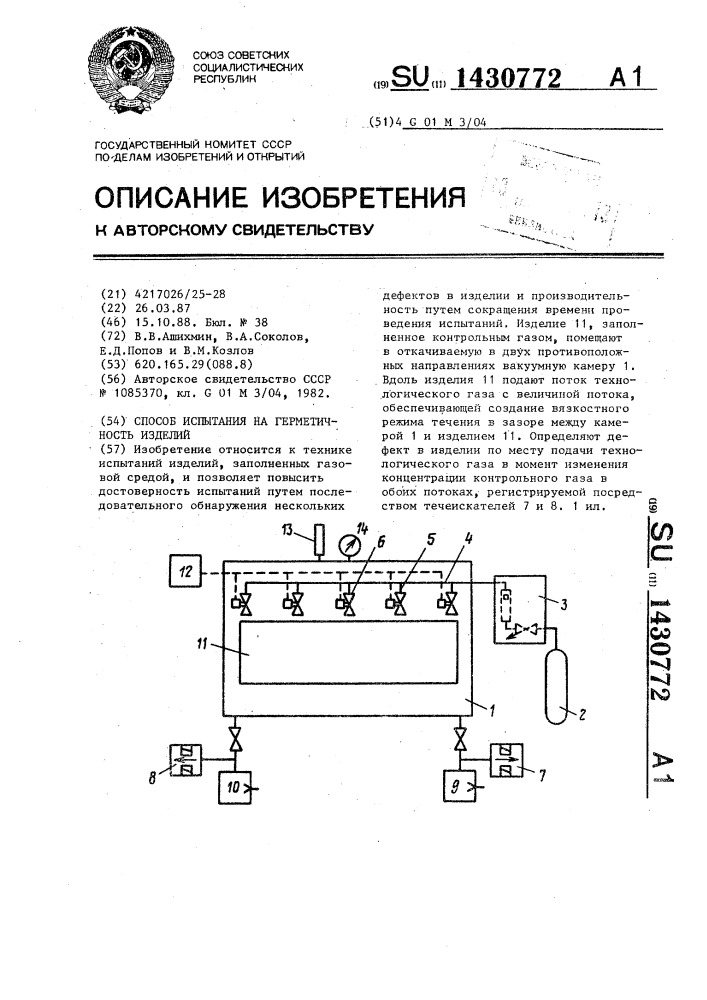 Способ испытания на герметичность изделий (патент 1430772)