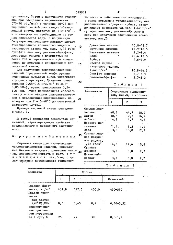 Сырьевая смесь для изготовления теплоизоляционных изделий им.а.д.маслакова (патент 1579911)