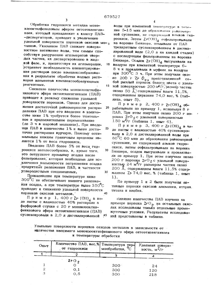 Способ получения окислов переходных металлов и алюминия (патент 679527)
