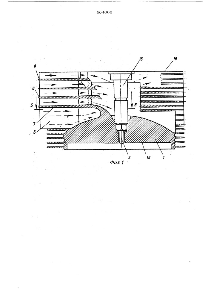 Головка цилиндра двигателя внутреннего сгорания с воздушным охлаждением (патент 504002)