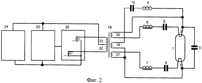 Устройство для зажигания и регулирования мощности люминесцентной лампы с подогревными катодами (варианты) (патент 2346417)