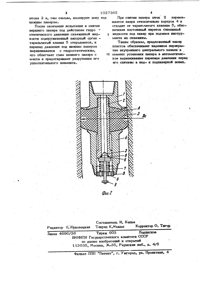 Пакер (патент 1027365)