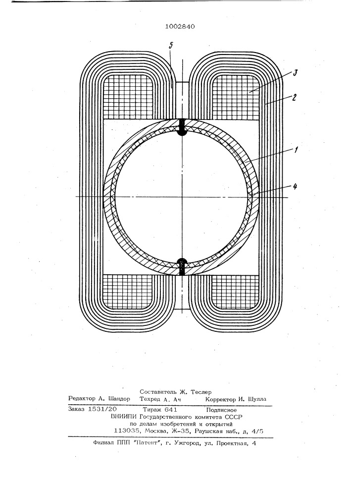 Датчик электромагнитного расходомера (патент 1002840)