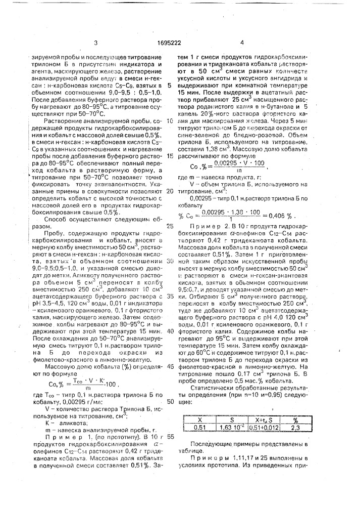 Способ определения кобальта (патент 1695222)