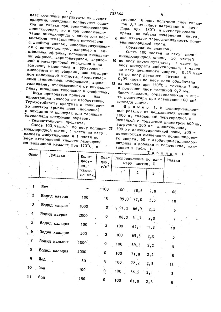 Способ получения полимеров или сополимеров винилхлорида (патент 753364)